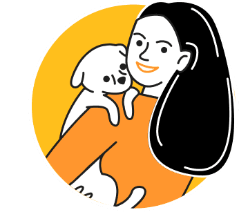 Person hugging pet